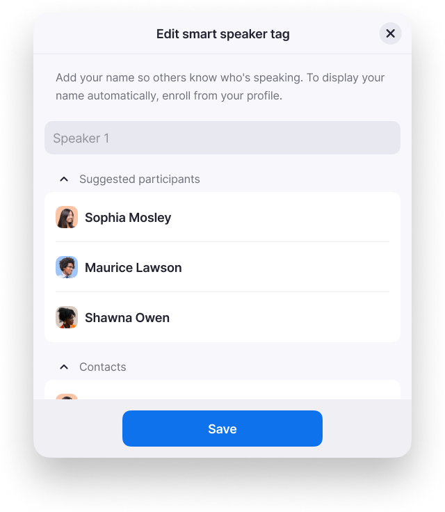Edit smart speaker tag modal - add name