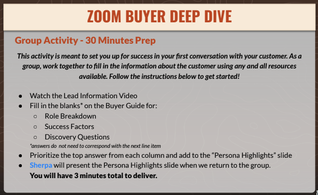 Zoom Buyer Deep Dive – group activity and prep instructions